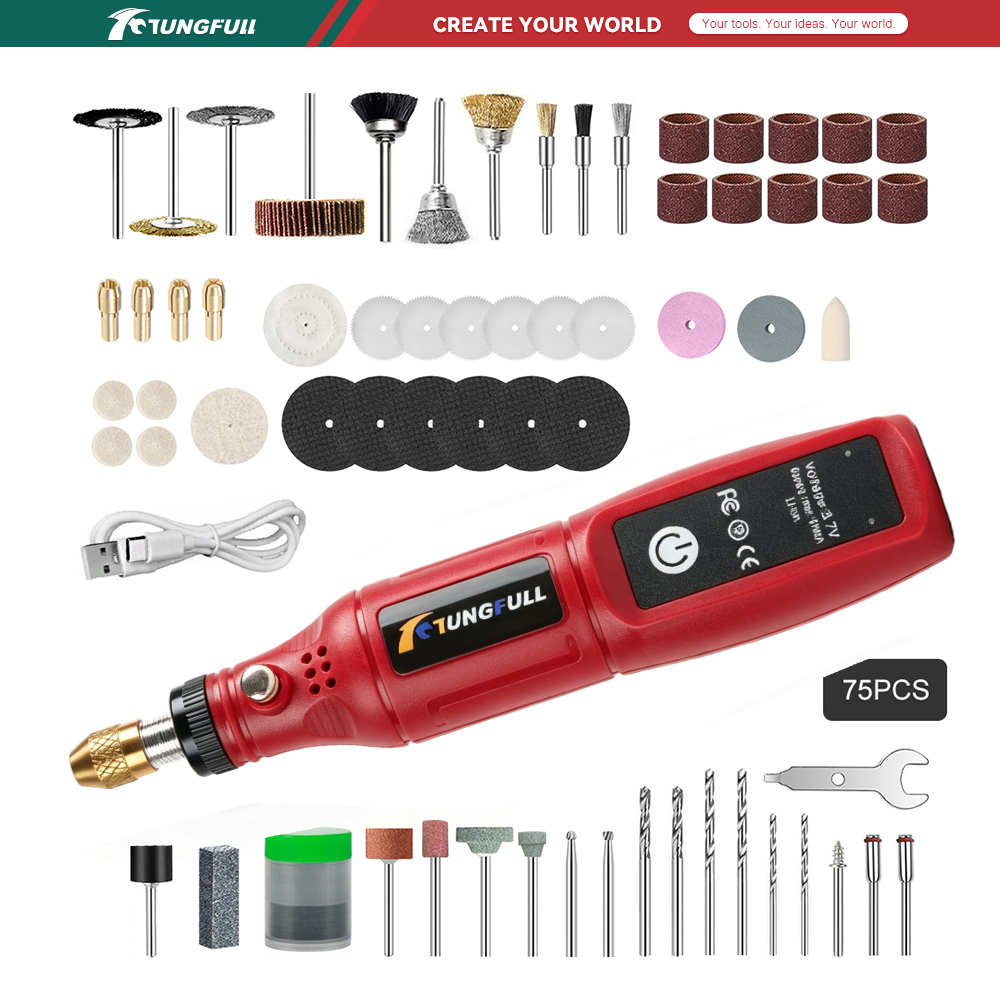 Power Tools Brand - TUNGFULL 3.7V Alat Rotary Tanpa Kabel