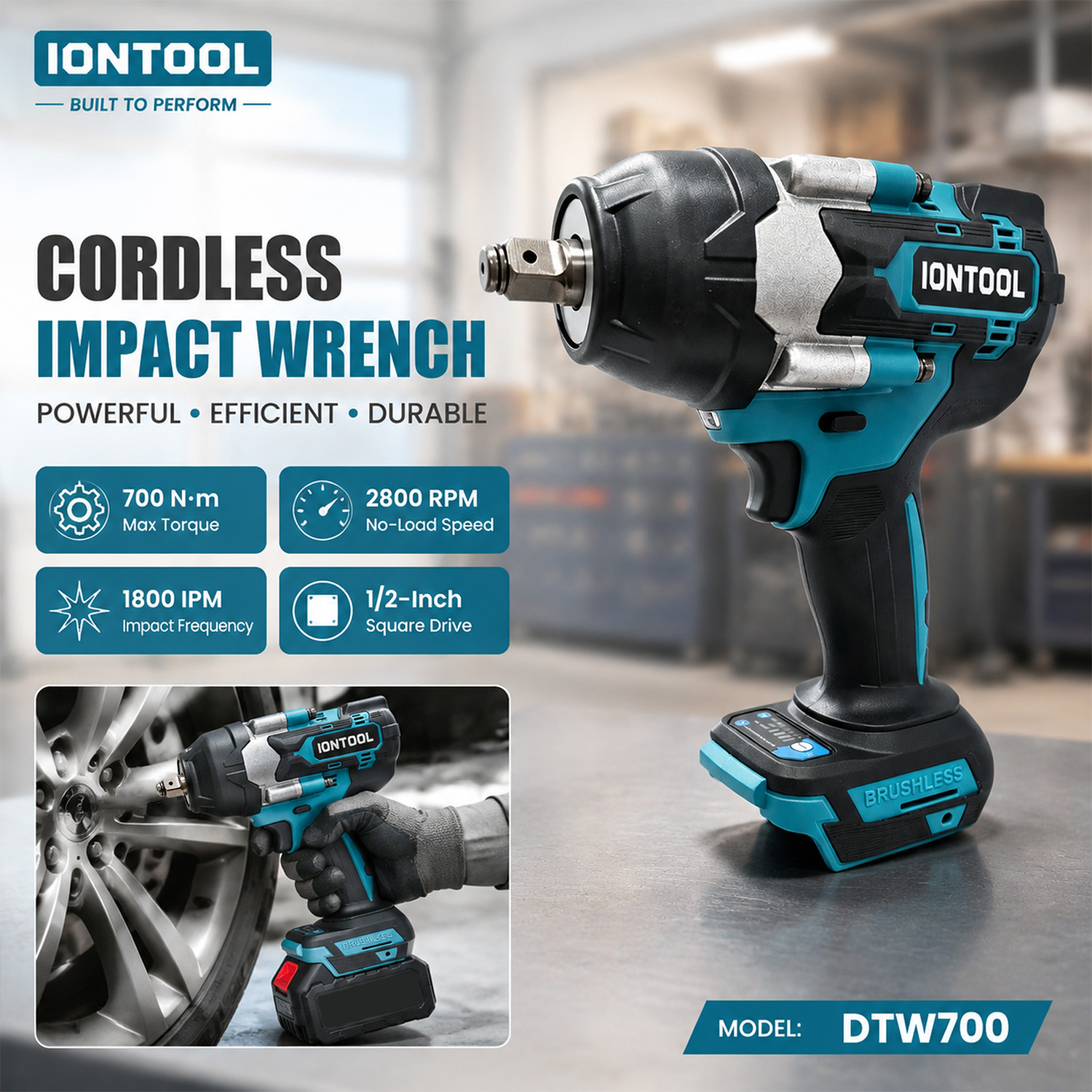 Power Tools And Engineering - IONTOOL DTW700 Kunci Impack Tanpa Kabel