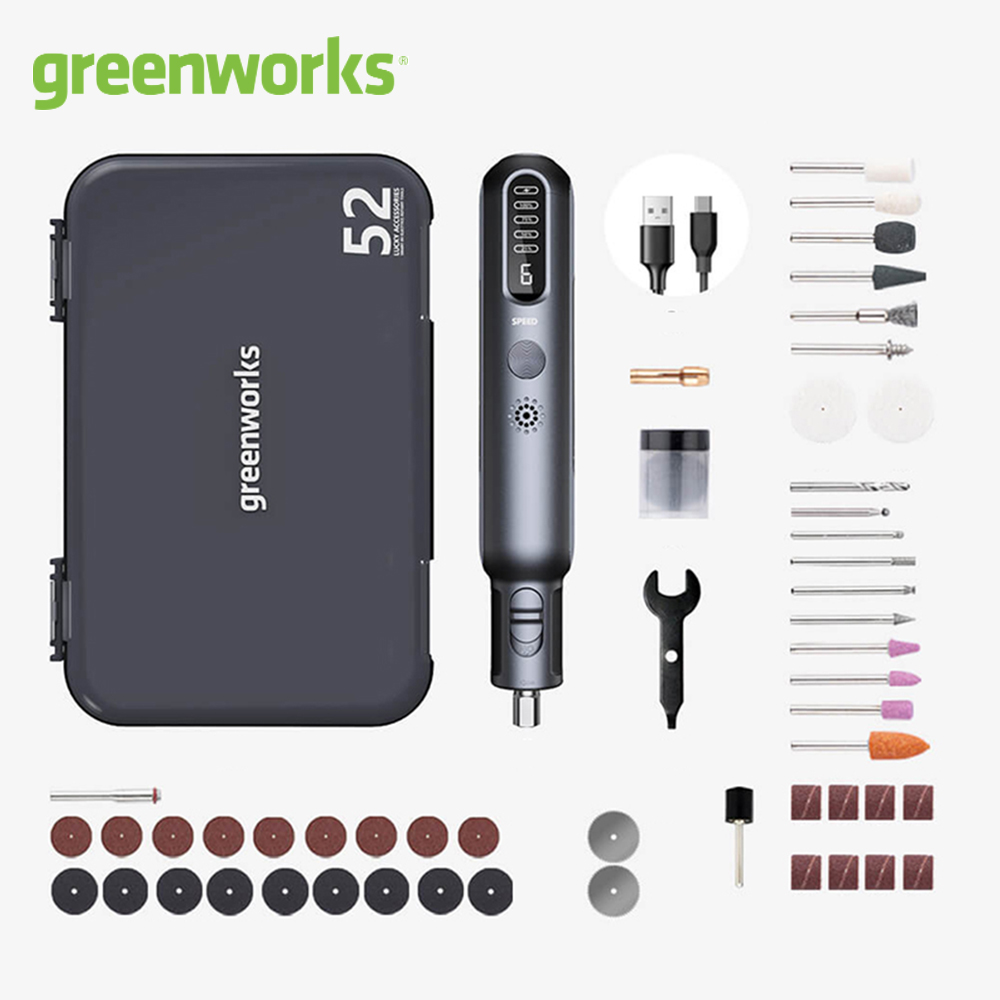 Power Tools Pink - Greenworks Gerinda Mini 8V, pengisi daya
