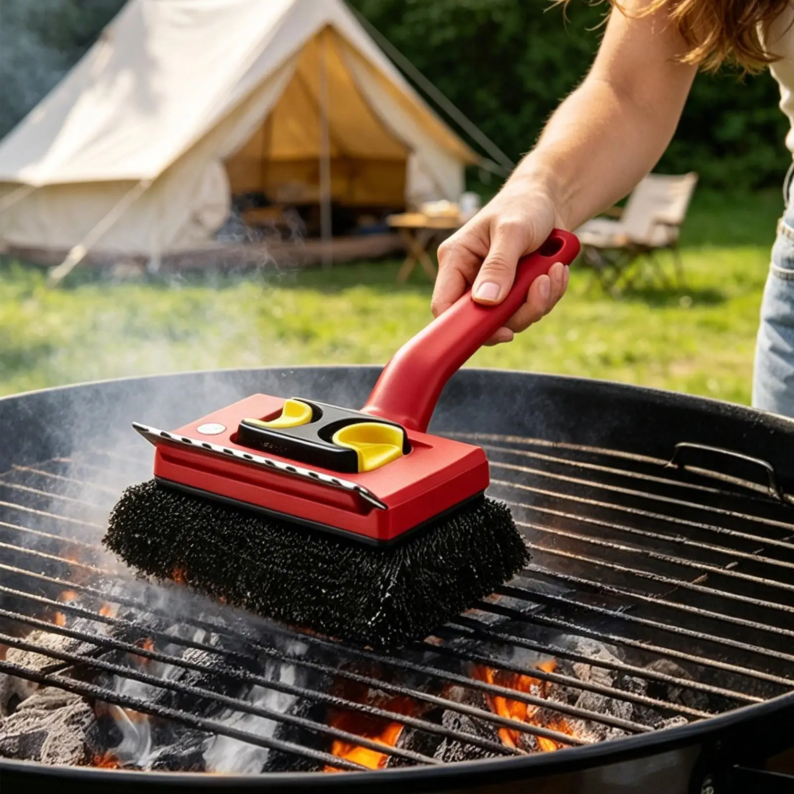Power Tools Red - Sikat Panggangan Listrik Gagang Panjang, Desain
