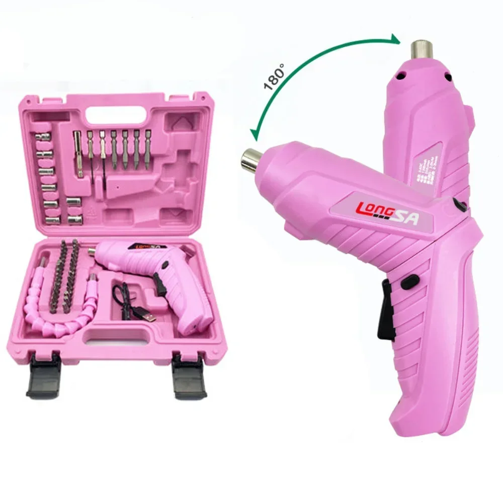Power Tools Pink - Set mata obeng listrik, merah muda