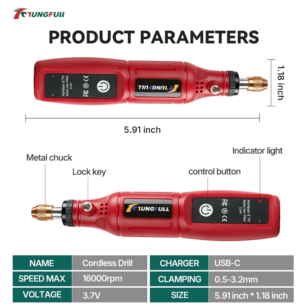 TUNGFULL 3.7V Alat Rotary Tanp - Power Tools Brand ulasan dan harga