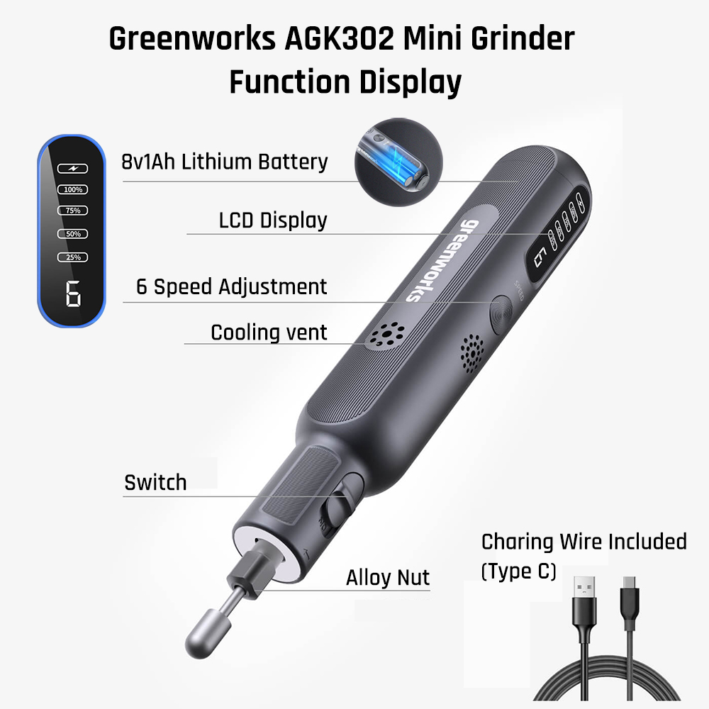 Greenworks Gerinda Mini 8V, pe - Power Tools Pink ulasan dan harga