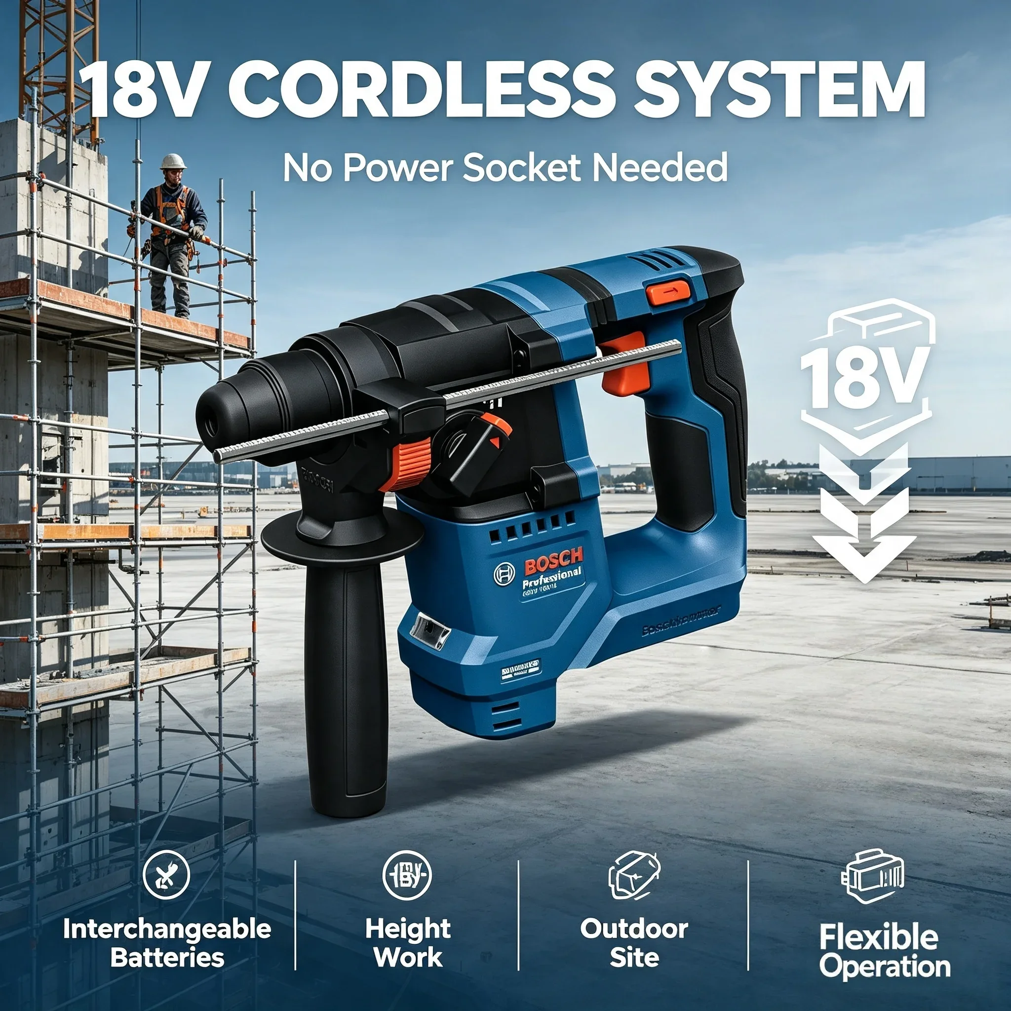 Bosch GBH 18V-18, Palu Putar N - Power Tools Impact ulasan dan harga